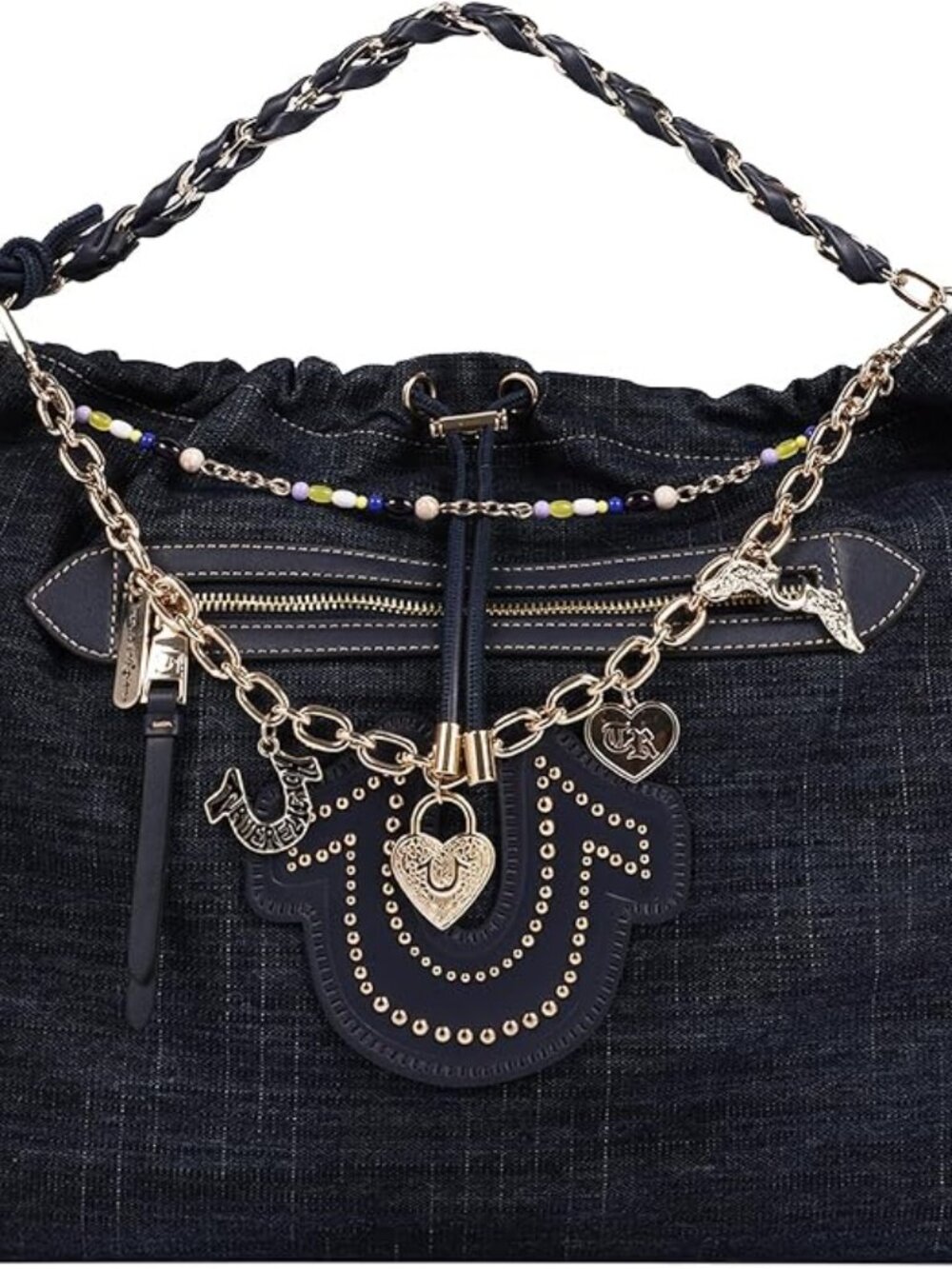 True Religion Hobo Bag Dark Denim Shoulder Bag Purse